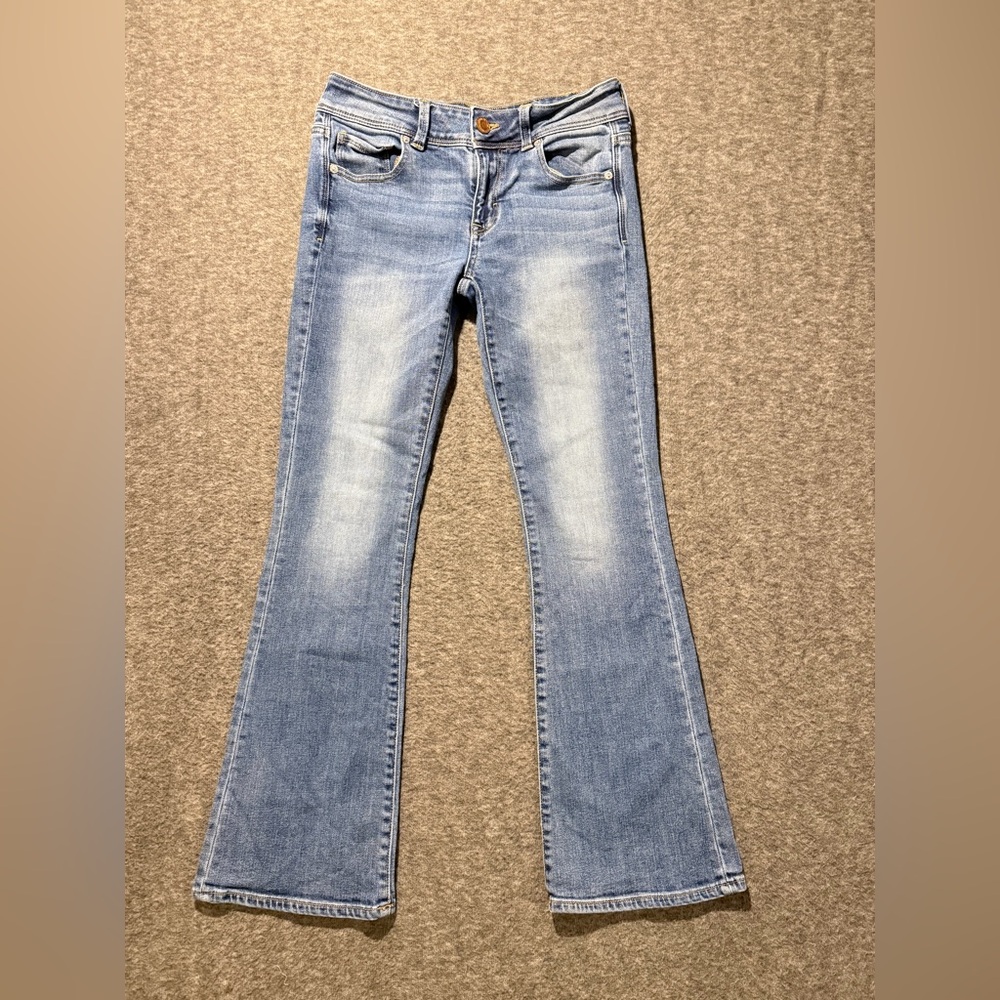 American Eagle Jeans Womens 4 Short (fit 28x28.5) blue Kick Boot Flare Mid Rise